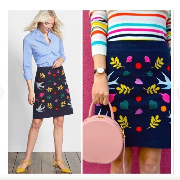 Boden Fenella Rainbow Floral Bird Embroidered Skirt Size 4 - Picture 12 of 12